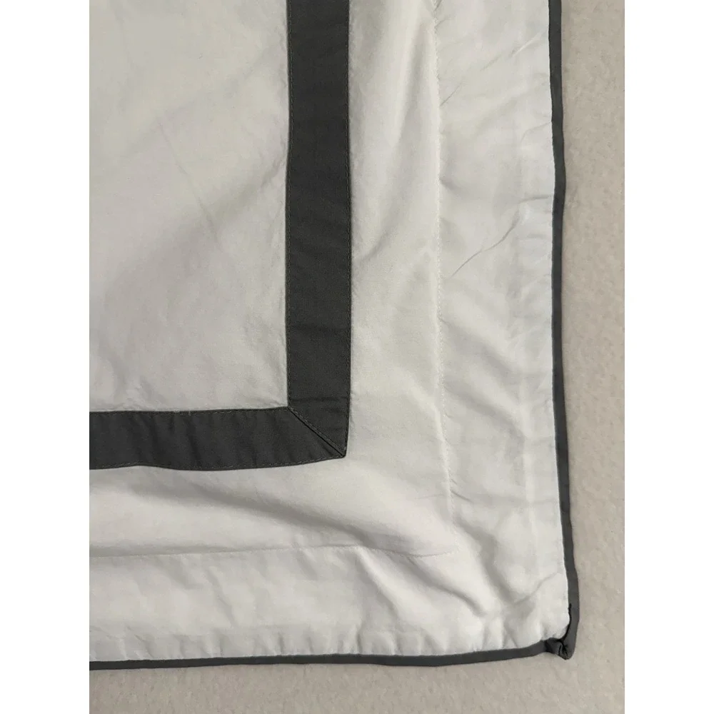 Pottery Barn Morgan Shams 2- Organic Cotton Gray Banded 1 Euro & 1 Standard Sham